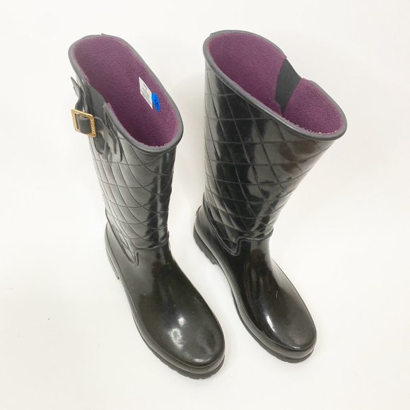 SPERRY TOPSIDER Nellie Black Quilted Rain Boots - Picture 4 of 12